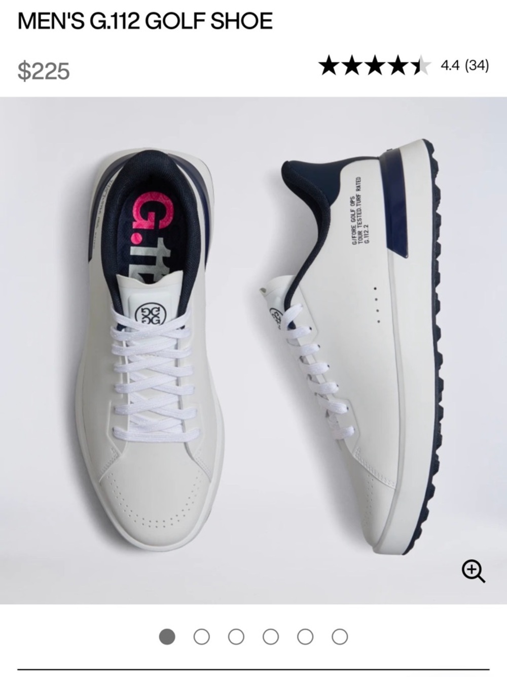 G/FORE Men's G.112 Golf Sneaker - White with Navy Accents